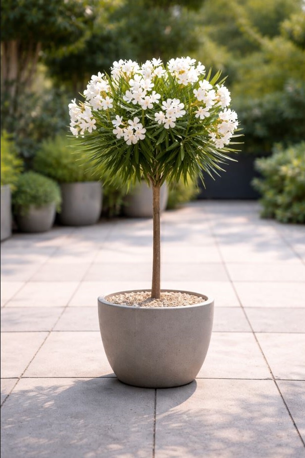 Nerium Oleander biely kvet na kmienku - 3L - 80-100 CM