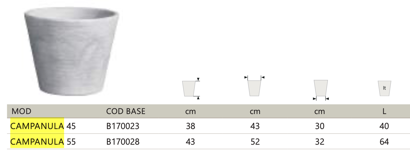 Kvetináč Campanula Conico - 45 cm šírka, rôzne farby