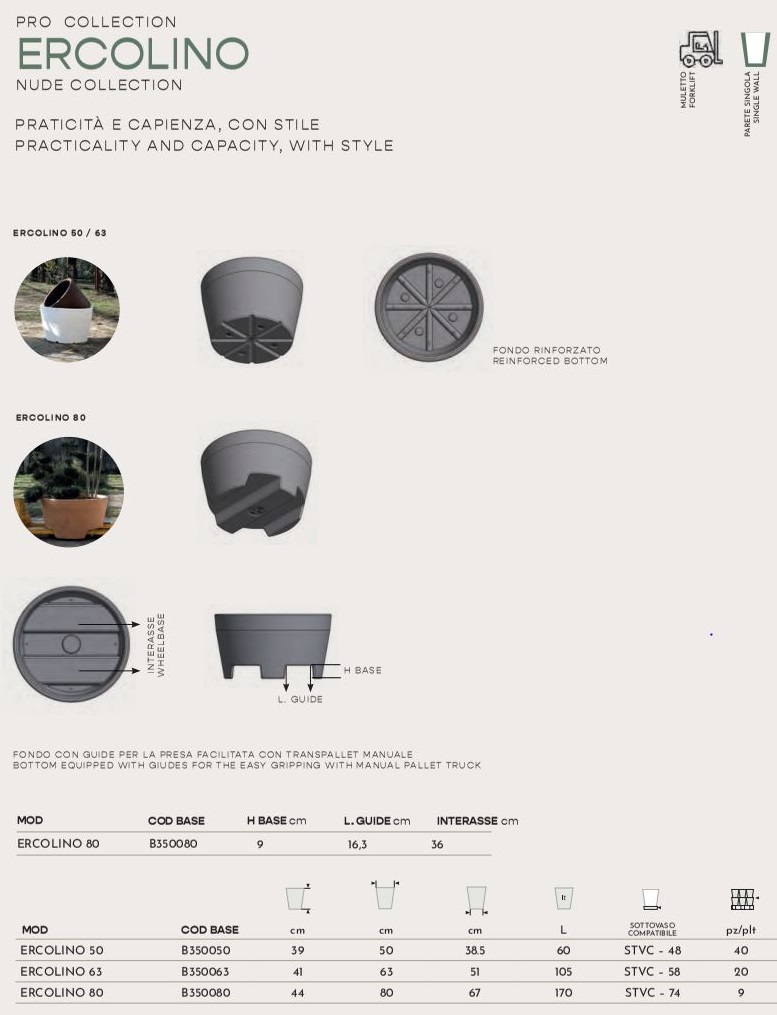 Kvetináč Ercolino Ercole - 63 cm šírka, rôzne farby