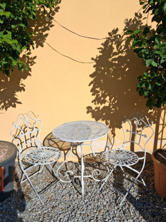 Kovový provensálsky terasový set, Šírka stola: 70cm, Výška 75cm