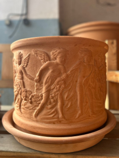 CILINDRO CON PUTTI TOSCANO - 42x 33cm - Terakotový kvetináč s anjelikmi